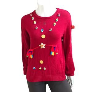 Ugly Sweater Kit Christmas Embellishment Sweater Red Women's Size Small